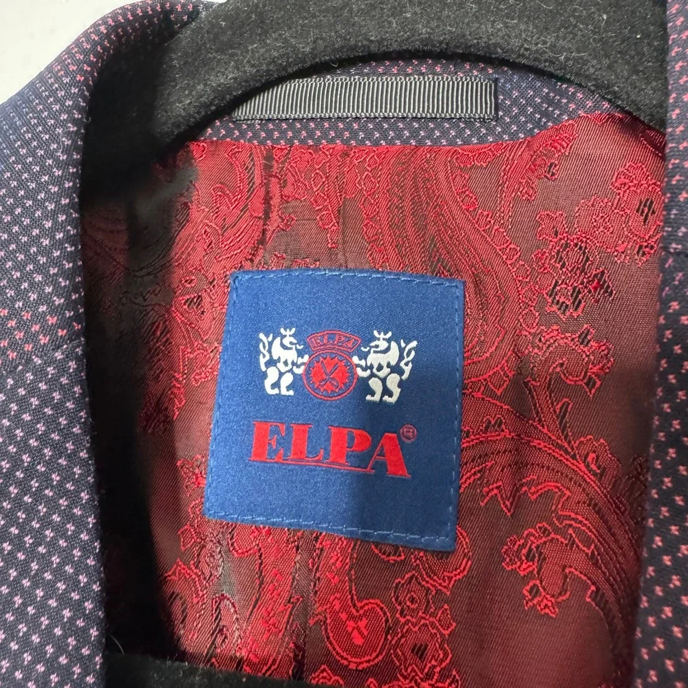ELPA Boys‎ 2 Piece Formal Plaid Blazer and Vest Set Navy Burgundy Kids Size 18
